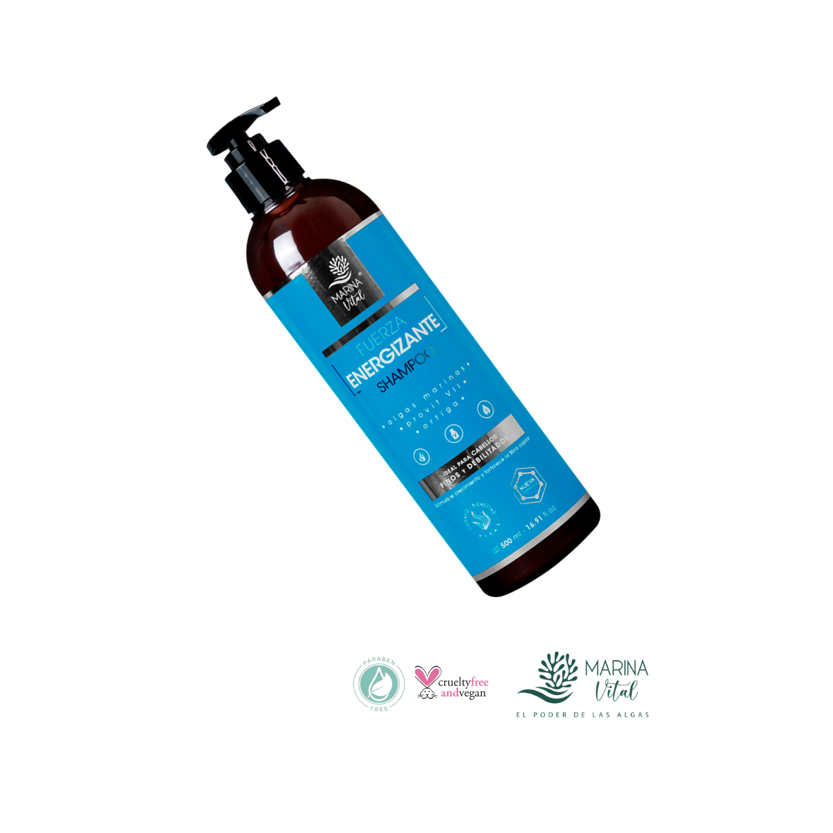 Shampoo Energizante Algas Marinas y Ortiga 500 ml Marina Vital