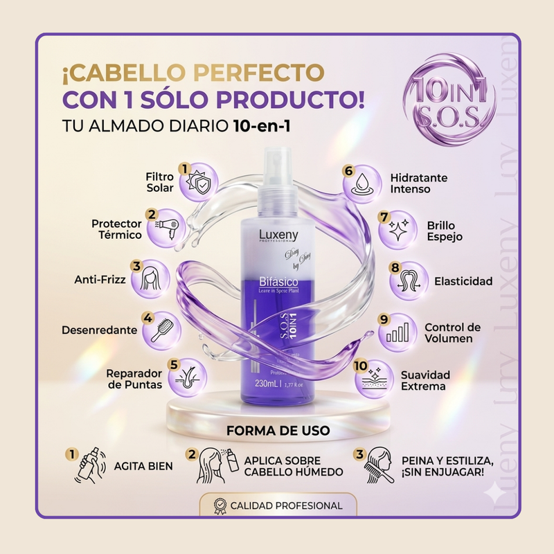 Spray Bifásico 10 en 1 230 ml Luxeny