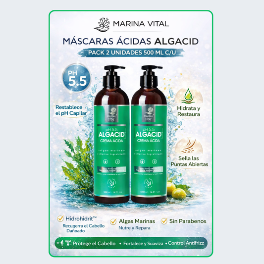 2 Algacid Mascara Acida 500 Ml C/u Marina Vital