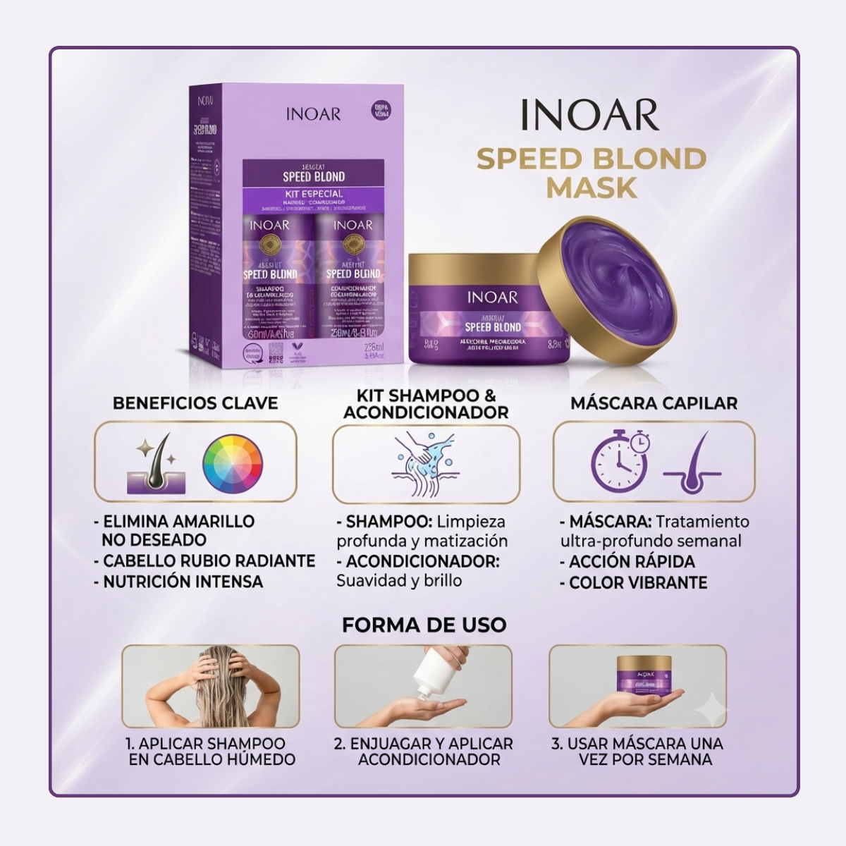 Matizador Speed Blond Sampoo y Acondicionador+Mascara