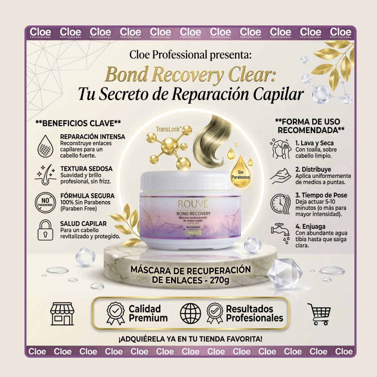 Mascara Bond Recovery Rouve Cloe 270 gr