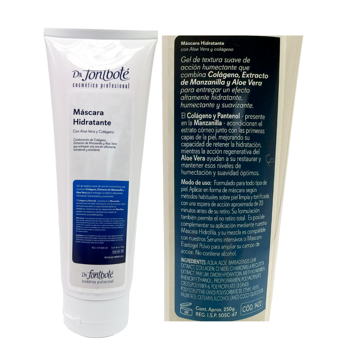 1422 MÁSCARA HIDRATANTE C/ALOE VERA Y COLÁGENO 250 g