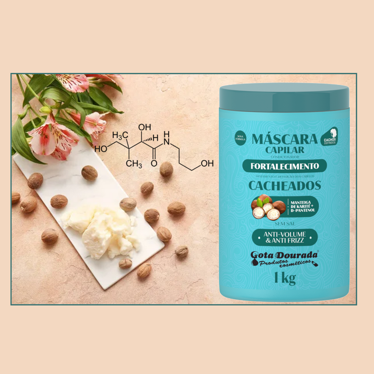 Máscara Fortalecedor Para Cabello Rizado 1 Kg Gota Dorada