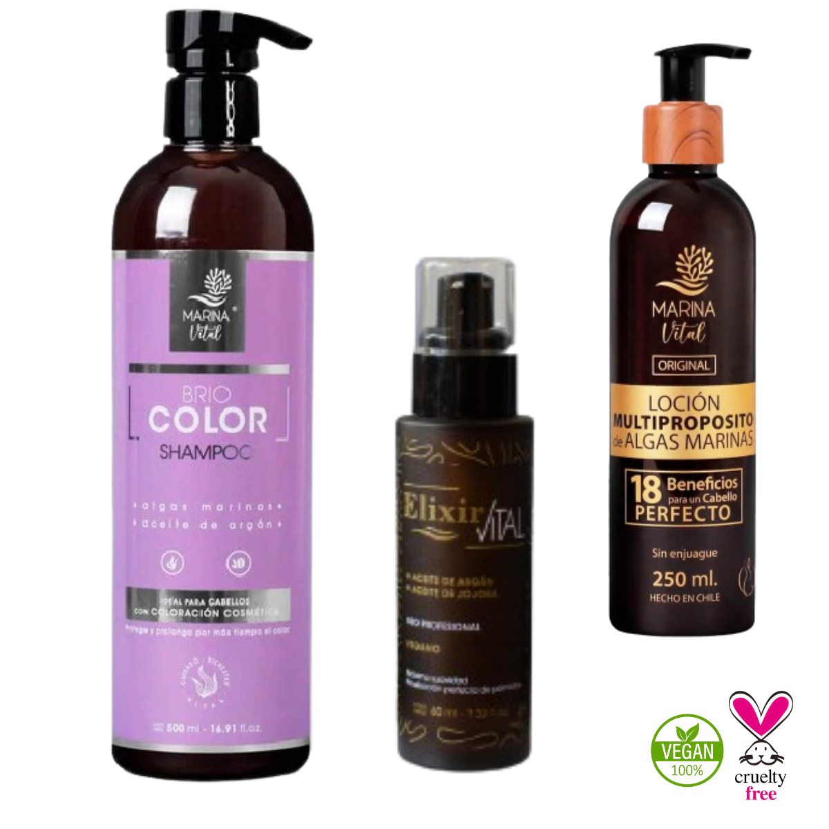 Shampoo Briocolor y Loción Multi + Serum Marina Vital