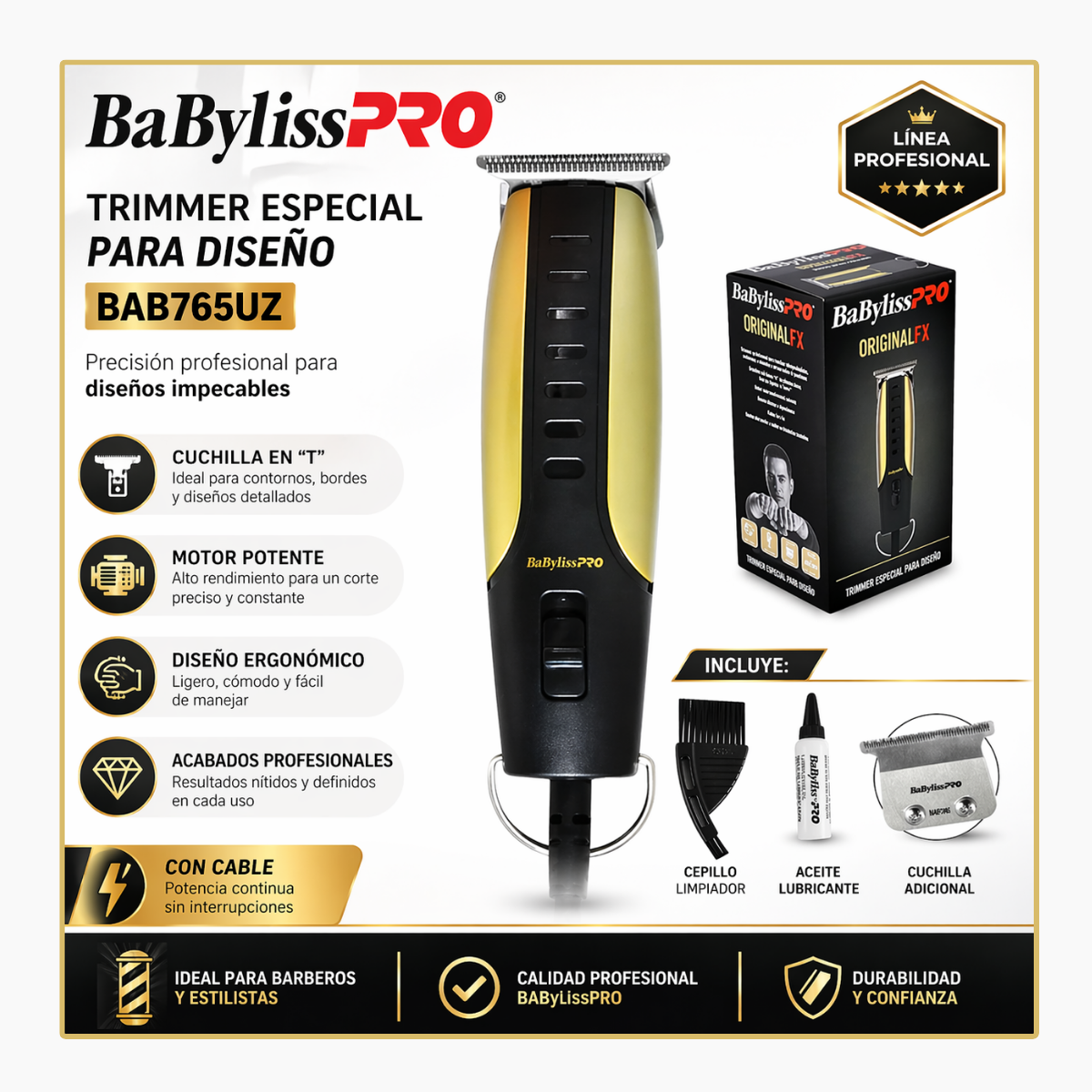 Máquina Babylisspro Trimmer Bab765uz Fx765 Gold