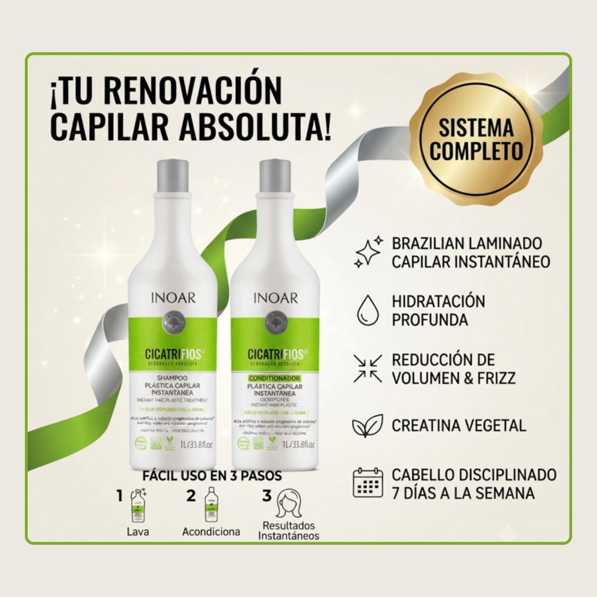Shampoo y Acondicionador Cicatrifios 1 ltr Inoar