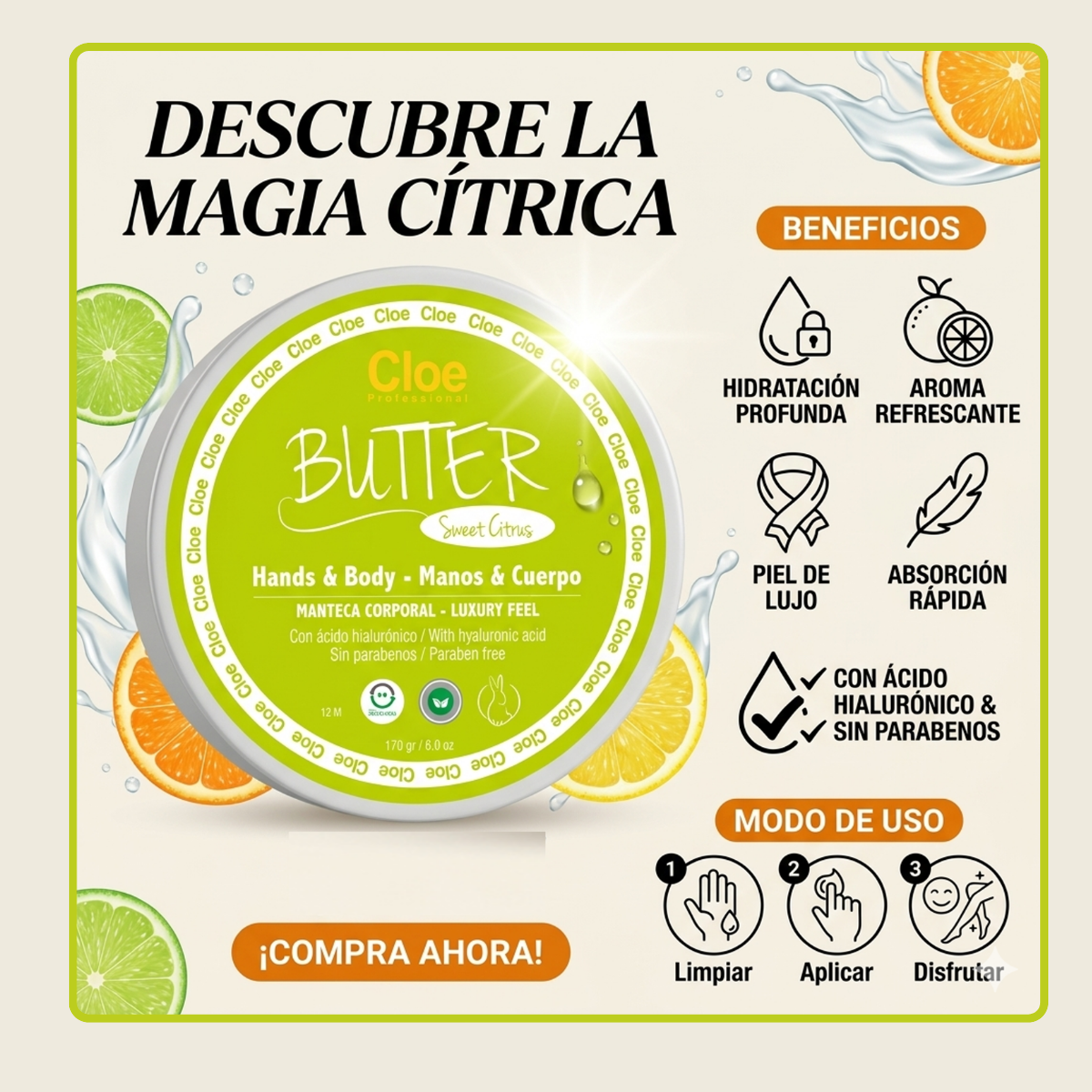 Crema Manos Cuerpo Cloe Sweet Citrus 170 grs