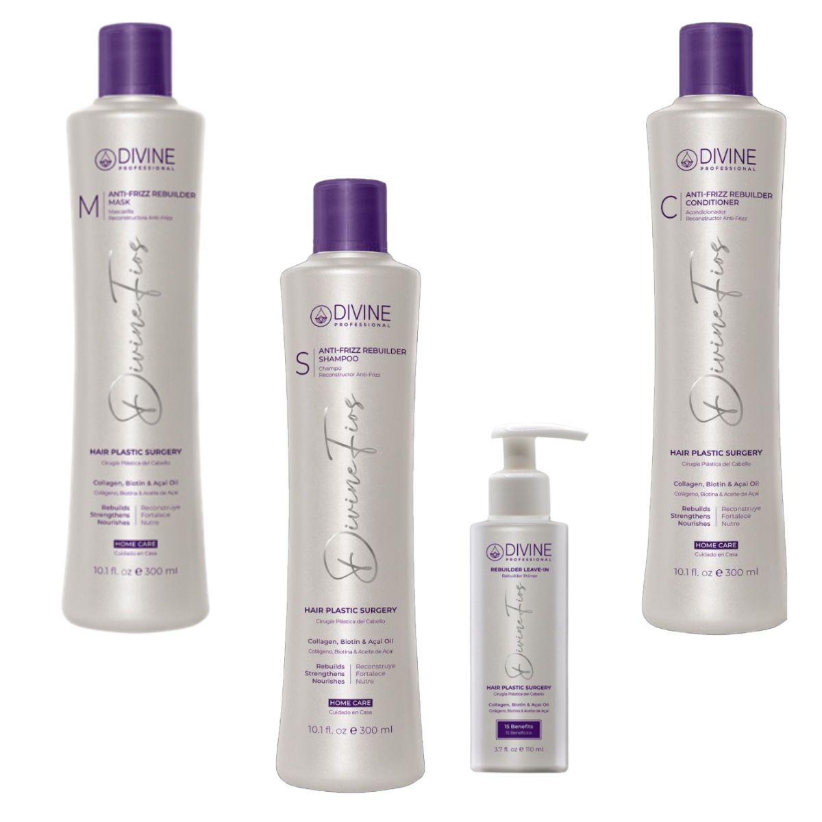 PACK Shampoo + Acondicionoador + Mascara + Leave-In Divine Professional