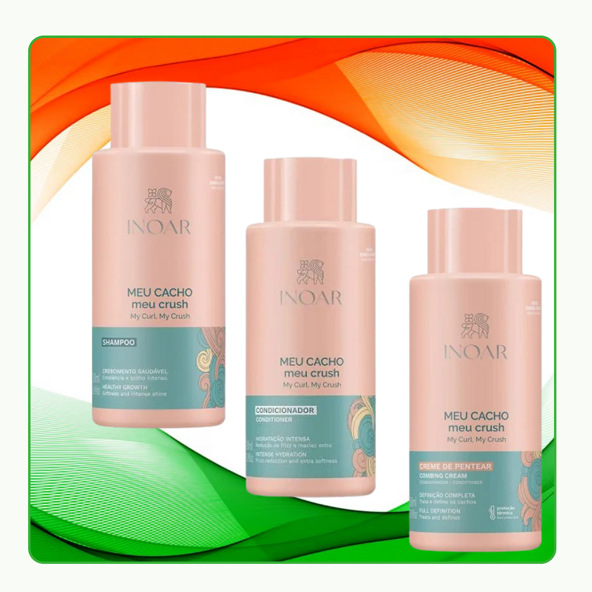 Meu Cacho Shampoo y Acondicionador y Crema de Peinar 500 ml c/u