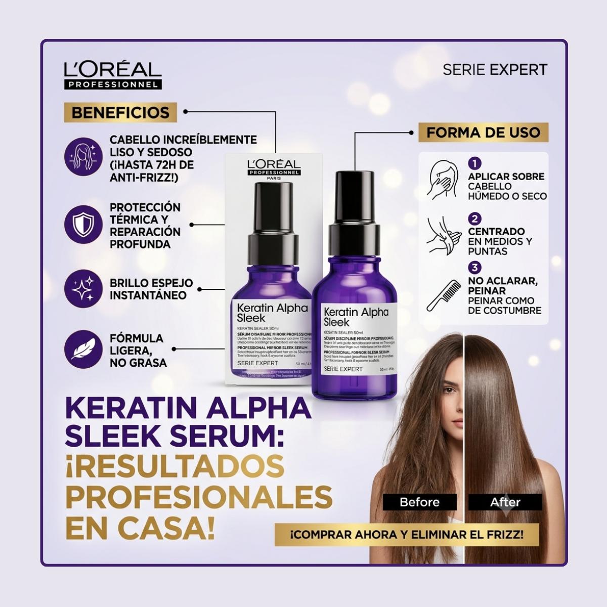 Keratin Alpha Sleek Serum 50 ml Loreal