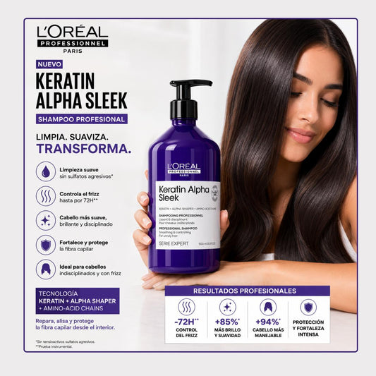 Keratin Alpha Sleek Shampoo 500 ml Loreal