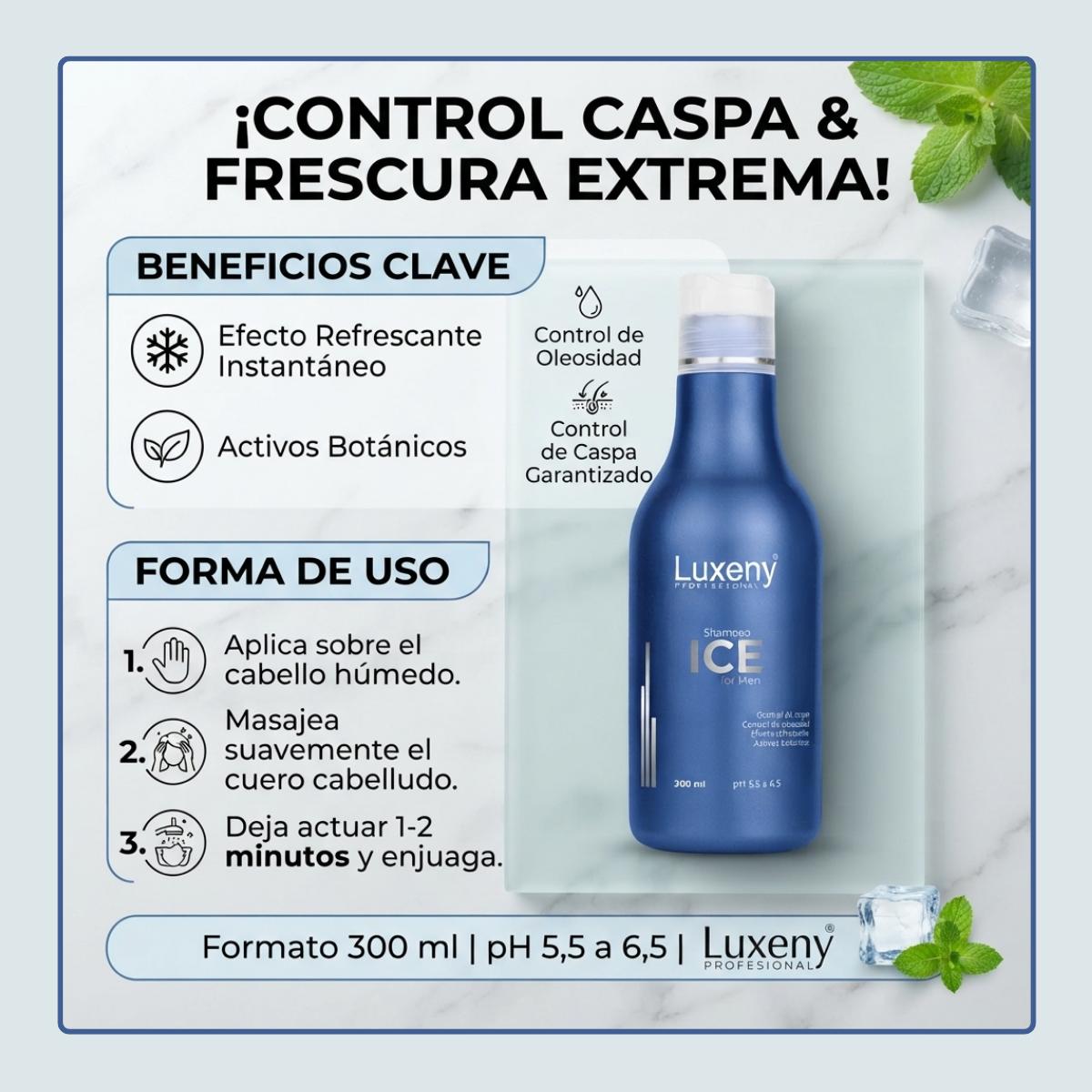 Shampoo ICE for Men Control caspa 300 ml