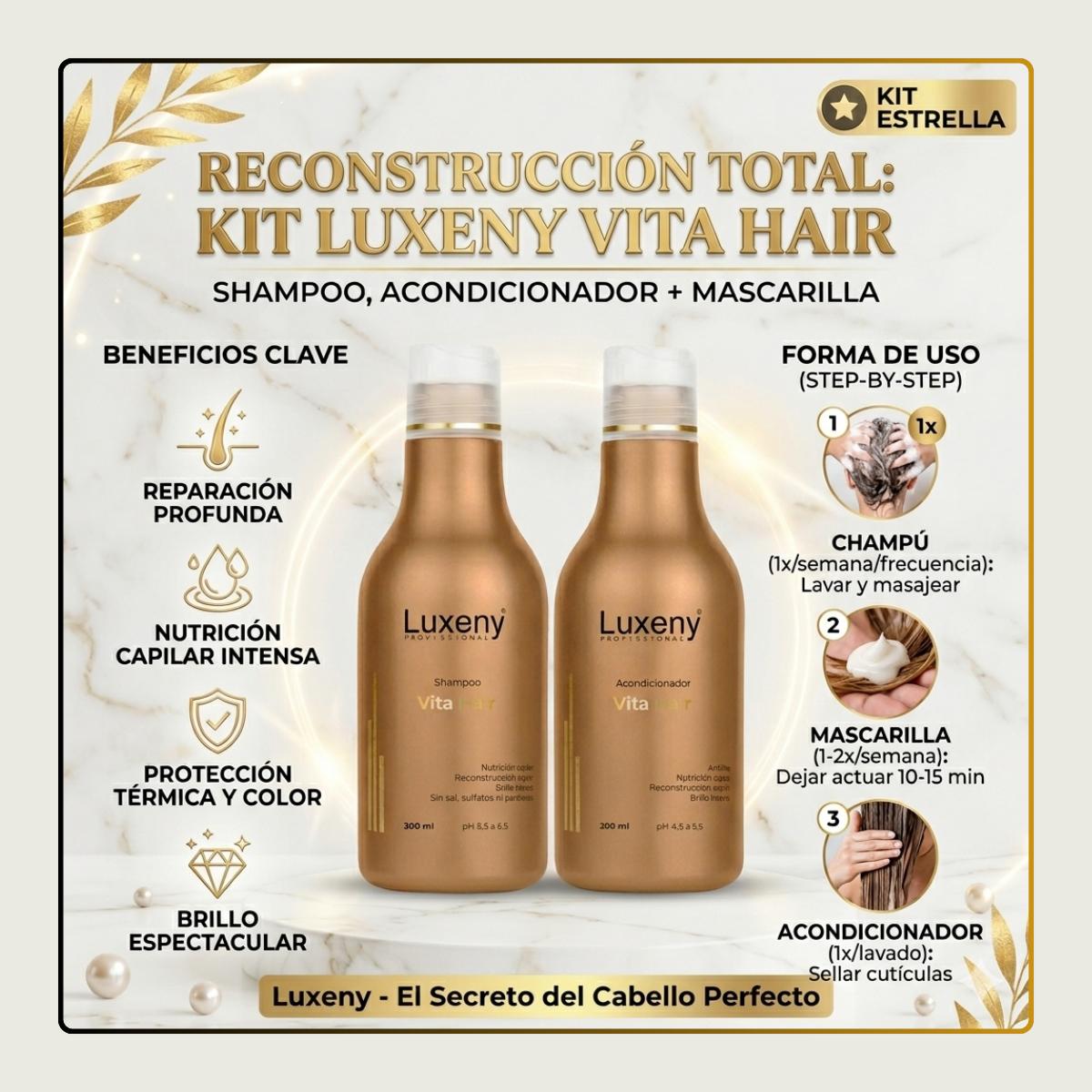 Shampoo y Acondicionador Reconstrucción Vita Hair 300 ml