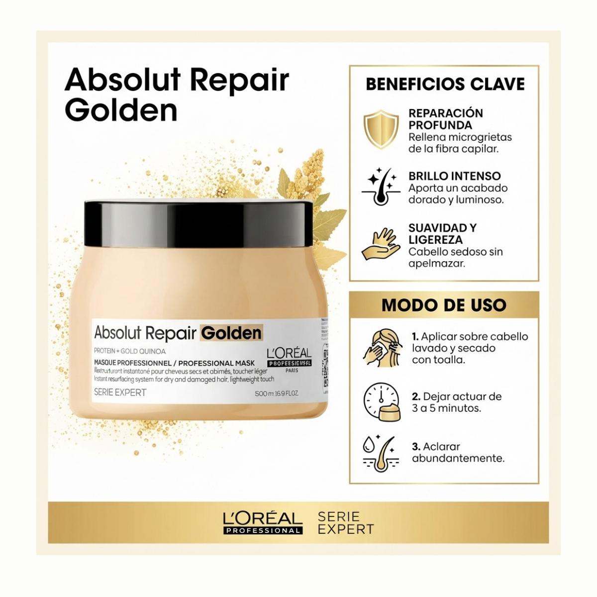 Máscara Absolut Repair Golden 500 ml Loreal Professional