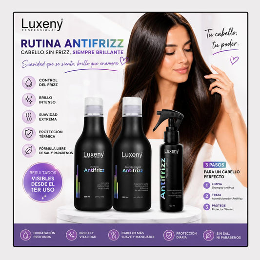 Shampoo, Acondicionador y Protector TérmicoAntifrizz Luxeny