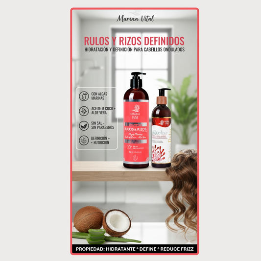Shampoo Rulos y Rizos 500 ml + AlgaelixirOndas y Rulos 250ml