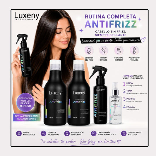 Shampoo, Acondicionador, Serum y Protector Térmico Antifrizz