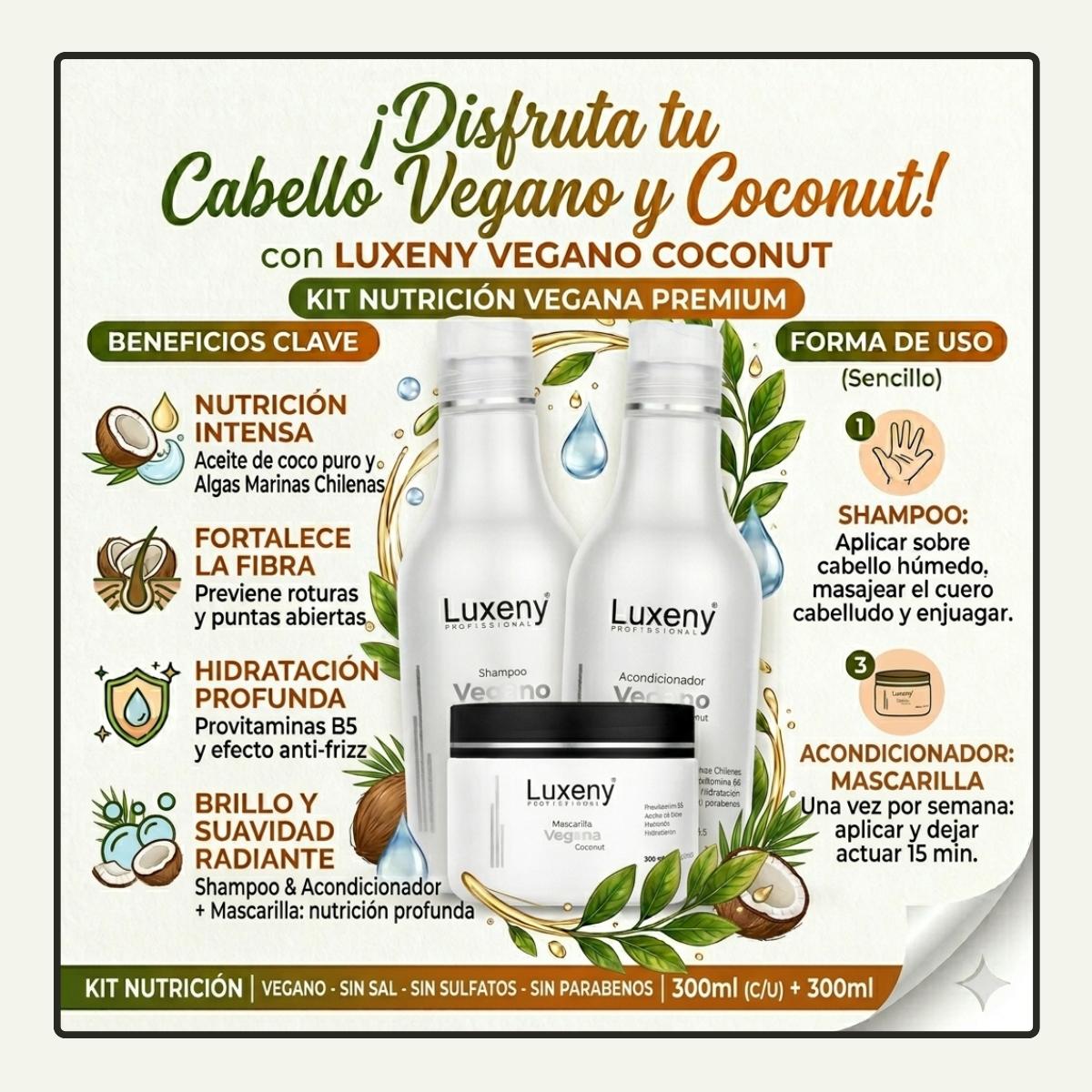 Shampoo, Acondicionador y MascarillaVegano Coconut 300 ml