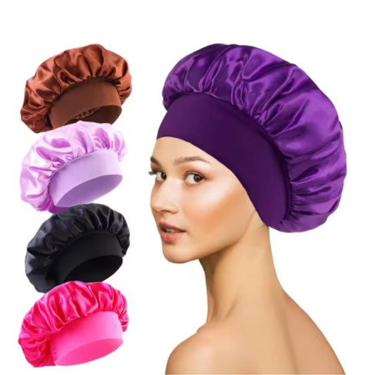 Gorro de Satin para dormir cabellos ondulados y lisos color negro