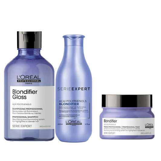Loreal Blondifier Shampoo Gloss +acondicionador+mascara Kit