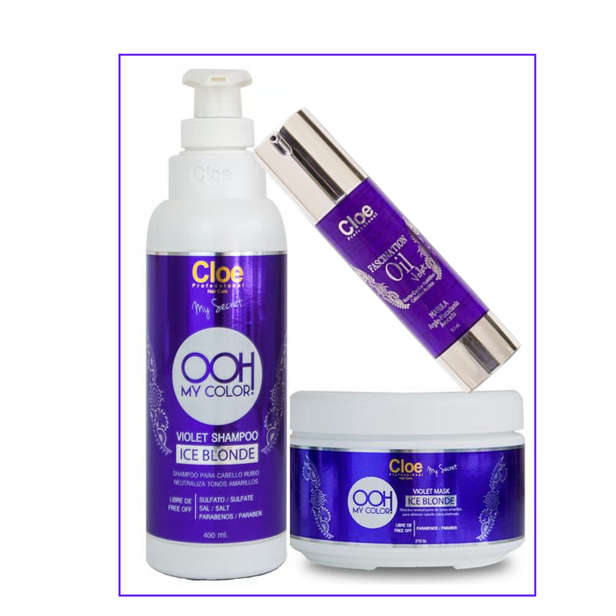 Shampoo + Mascara Ohh My Color Violet + Serum Fascination Violet Cloe