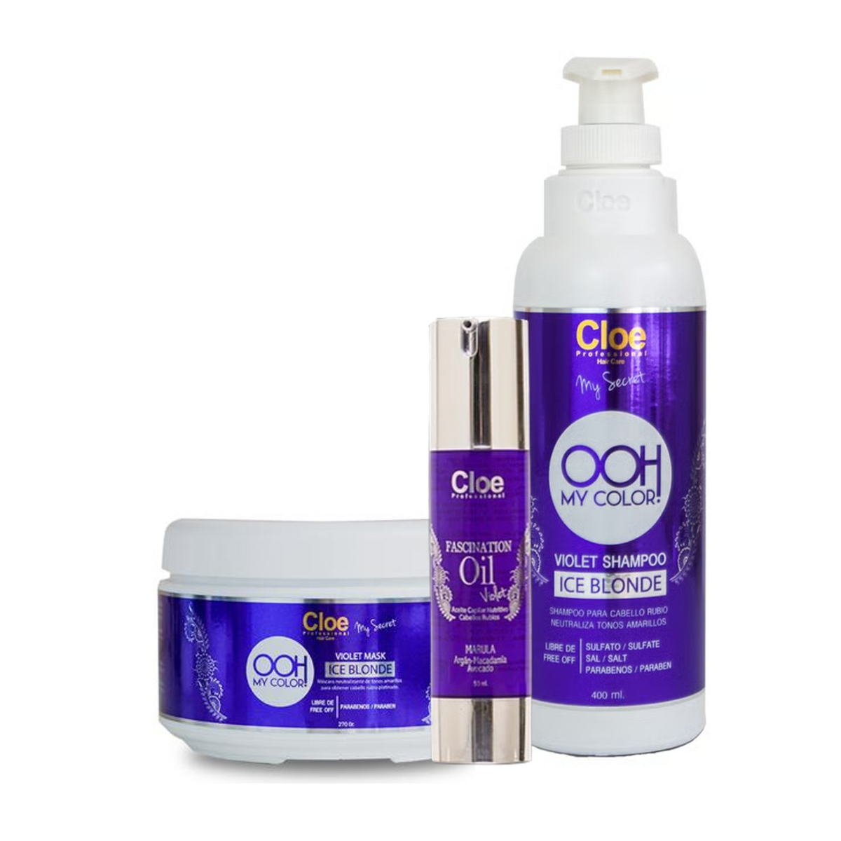 Shampoo + Mascara Ohh My Color Violet + Serum Fascination Violet Cloe