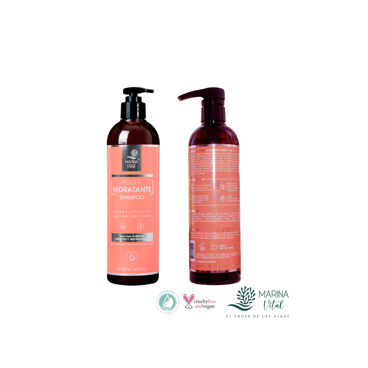 Shampoo Poder Hidratante 500 Ml Marina Vital