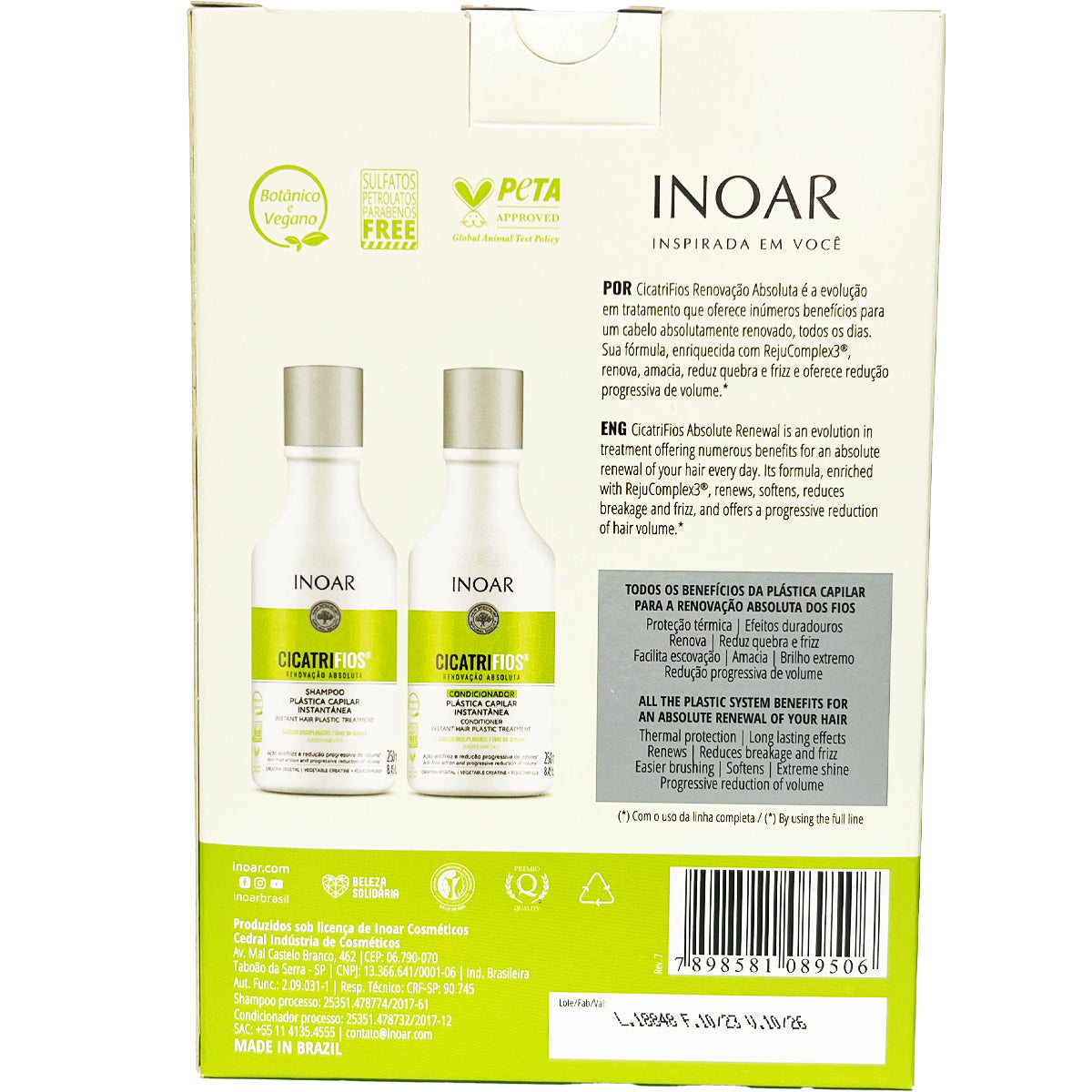 Shampoo y Acondicionador Cicatrifios 250 Ml Inoar