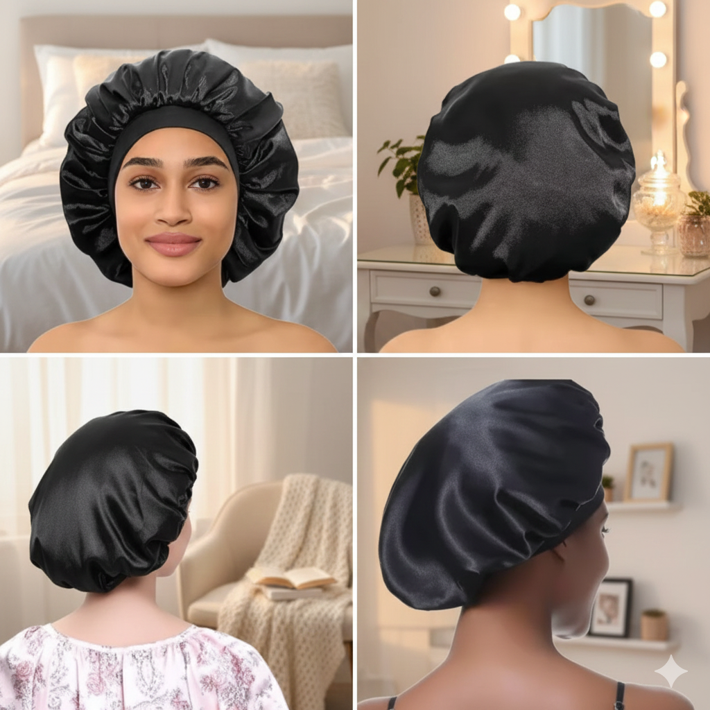 Gorro de Satin para dormir cabellos ondulados y lisos color al azar