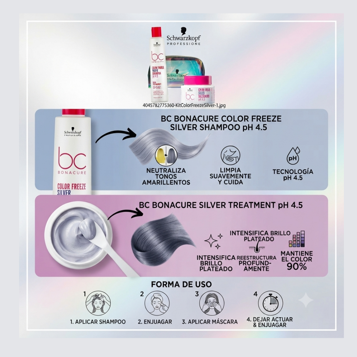 Kit Shampoo + Máscara Color Freeze Silver Ph 4.5 Schwarzkopf
