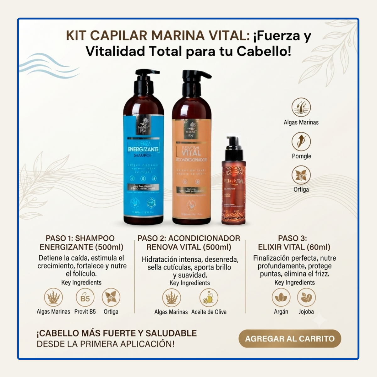Shampoo Fuerza Energizante , Acondicionador y serum Elixir P