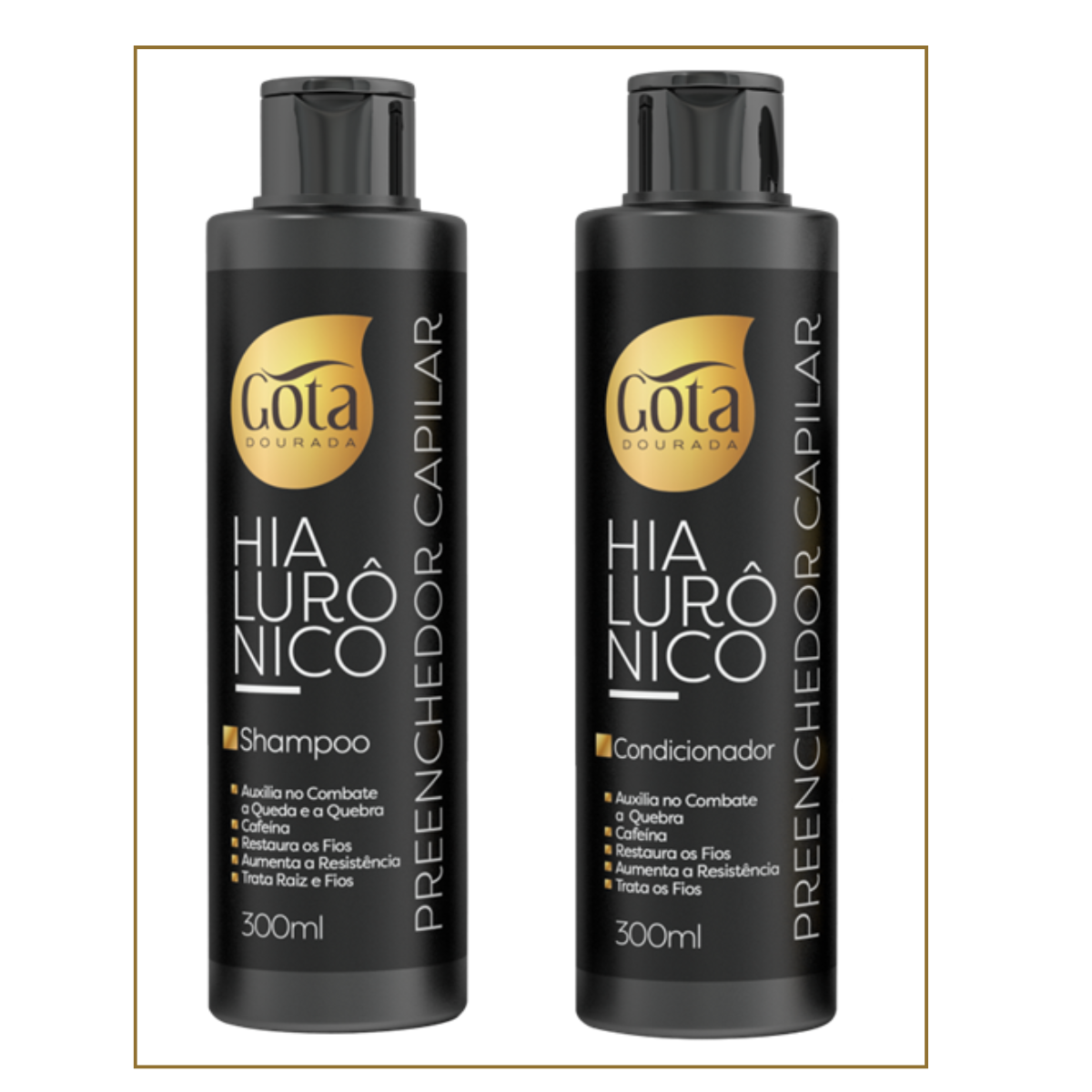 Kit Shampoo Y Acondicionador Hialurónico Gota Dorada 300 Ml C/U