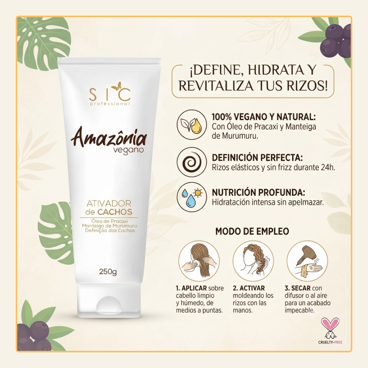 Activador De Cachos Amazonia Vegano 250gr Sic Professional