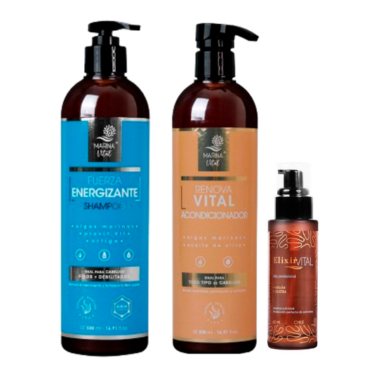 Shampoo Fuerza Energizante , Acondicionador y serum Elixir P