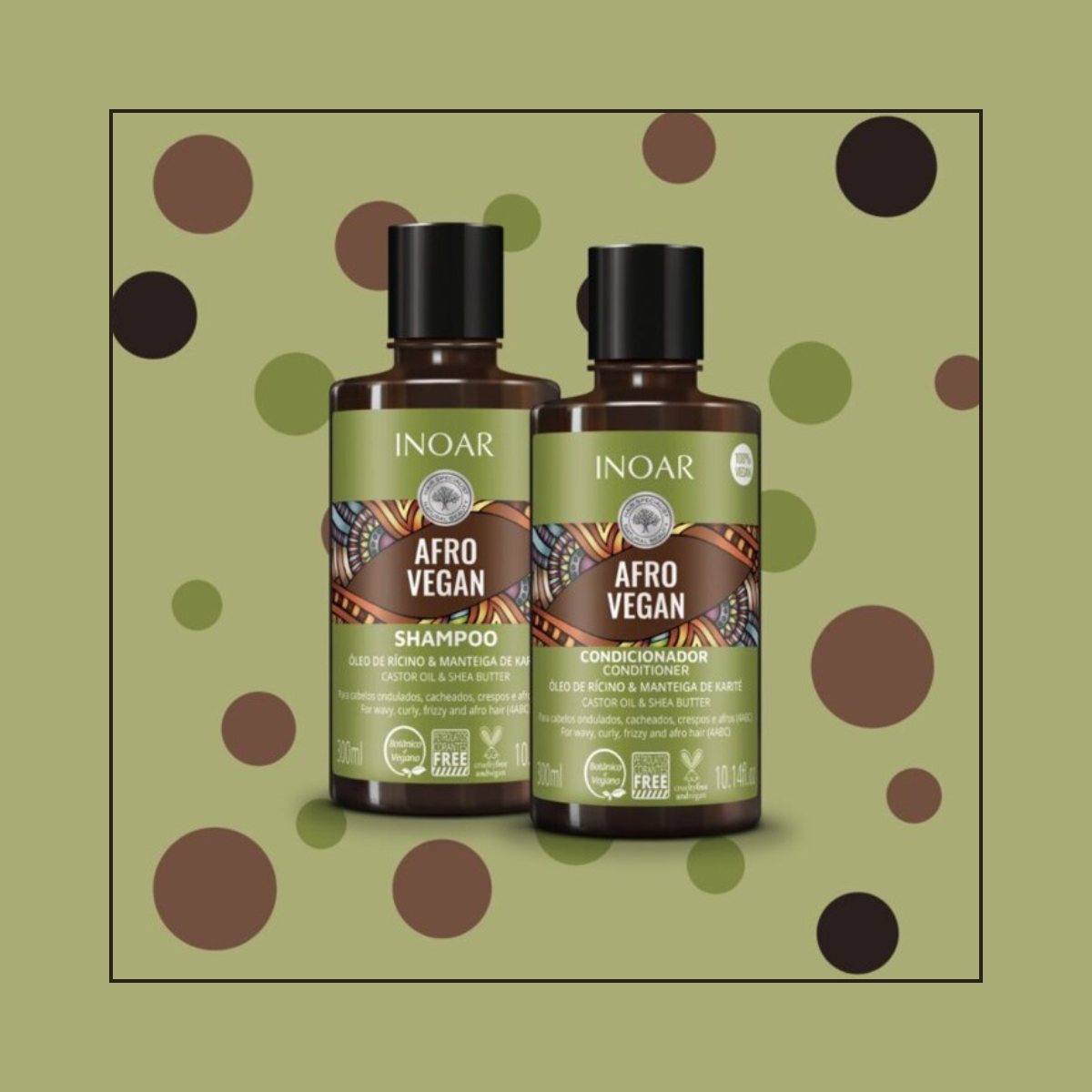 Pack Shampoo y Acondicionador Afro Vegan 300 Ml C/U Inoar