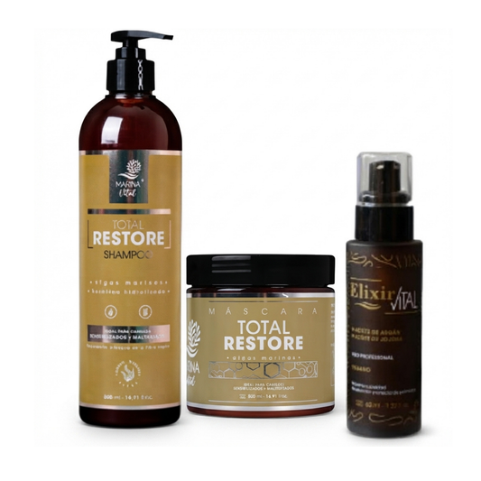 Shampoo, Mascara Restauradora y Serum Elixir