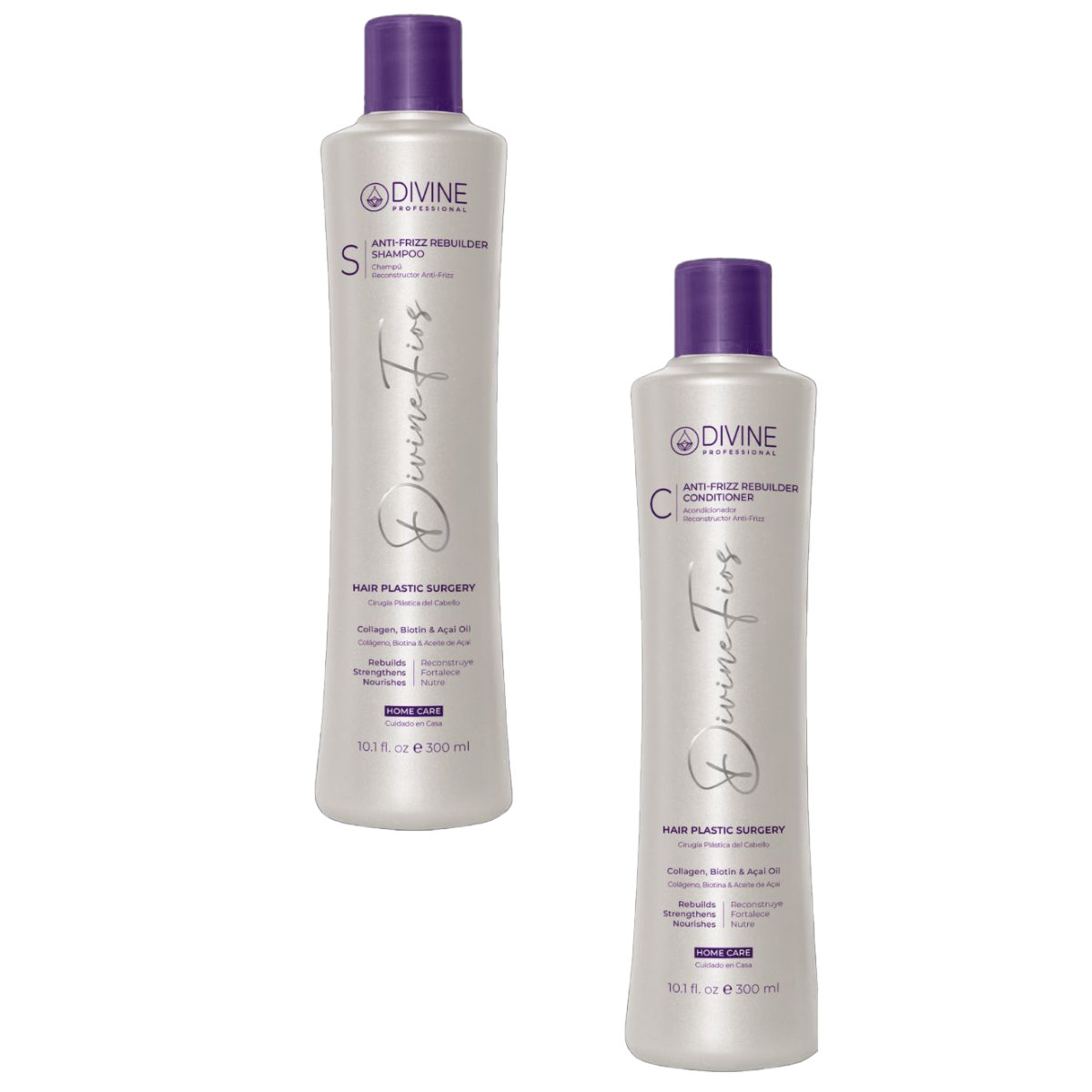 PACK Shampoo y Acondicionador Anti-Frizz Divine Professional 300 Ml C/U