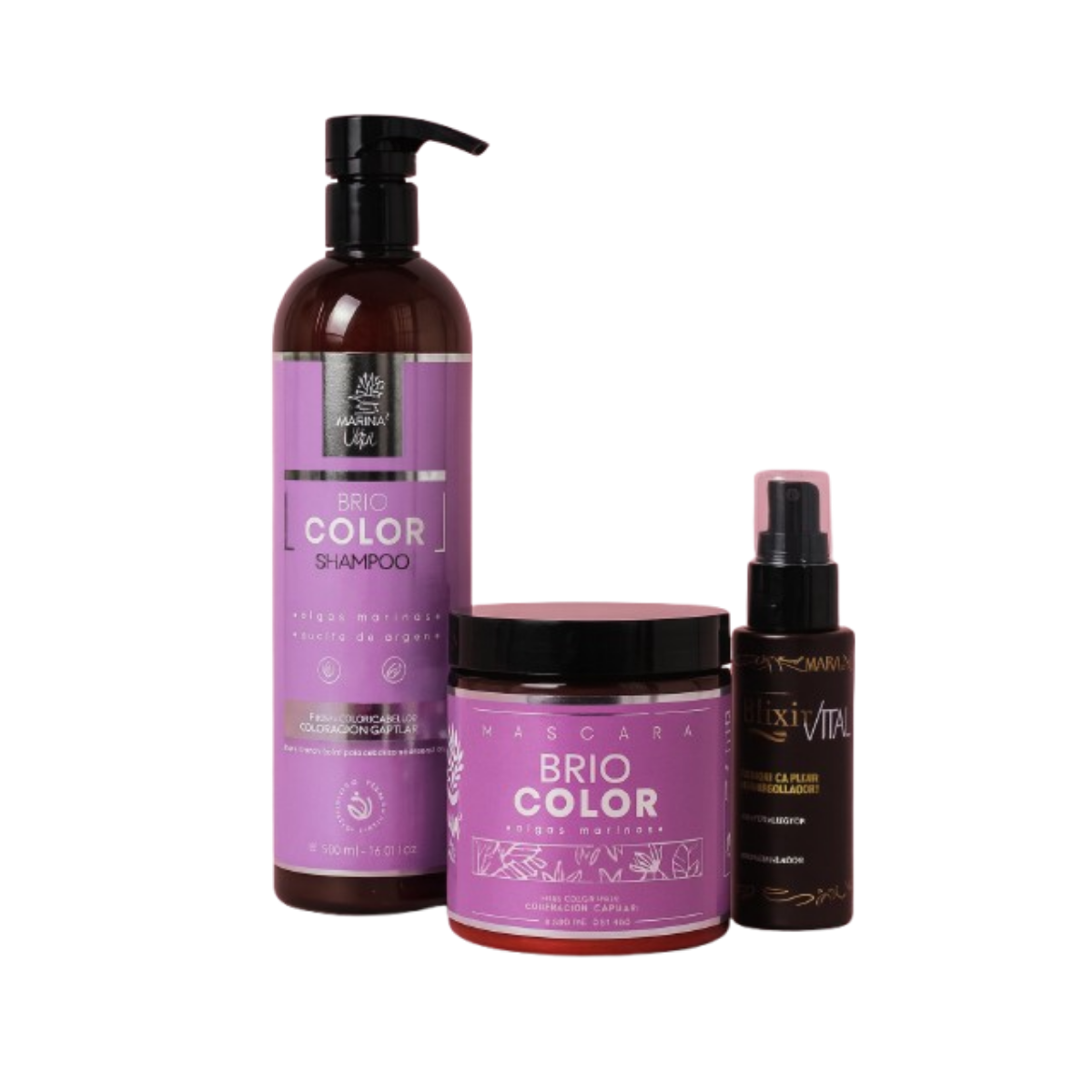 Shampoo, Mascara Briocolor y Serum Elixir