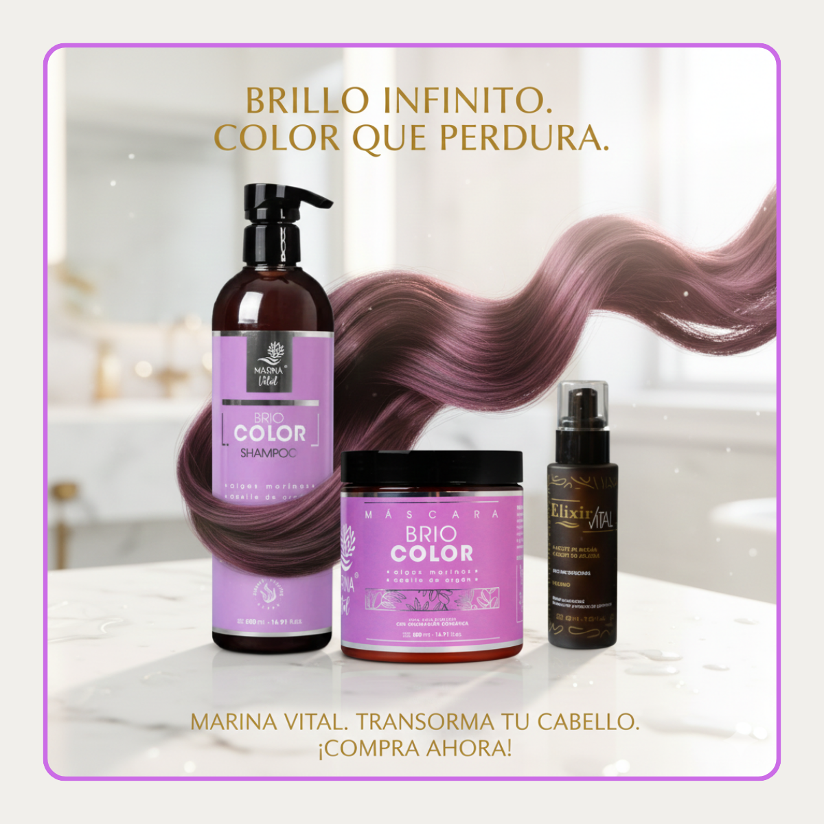 Shampoo, Mascara Briocolor y Serum Elixir