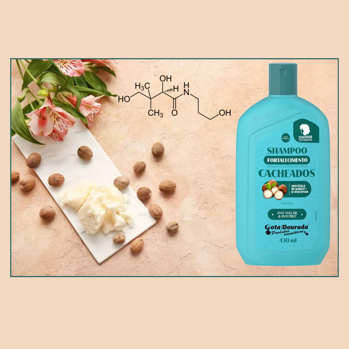 Shampoo Fortalecedor Para Cabello Rizado 430 Ml Gota Dorada