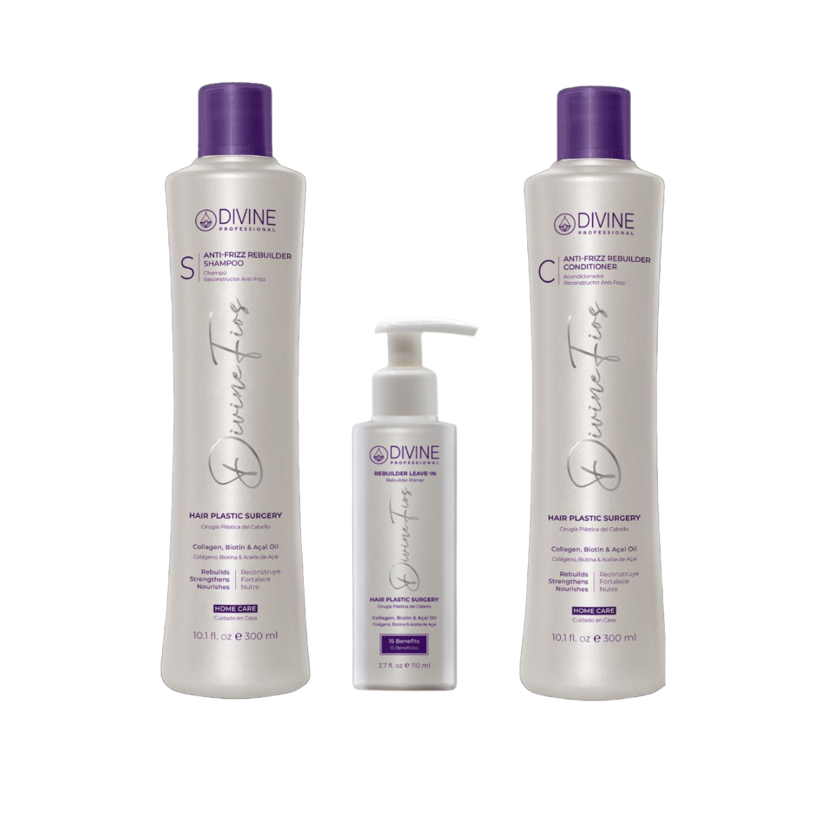 PACK Shampoo + Acondicionador + Leave-In Divine Professional