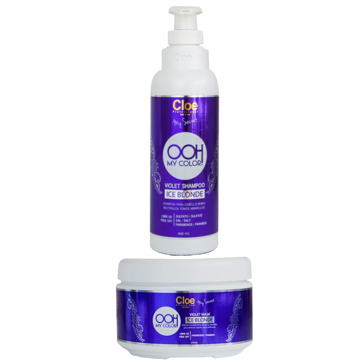 Shampoo y Mascara Ohh My Color Violet Cloe Ice Blonde