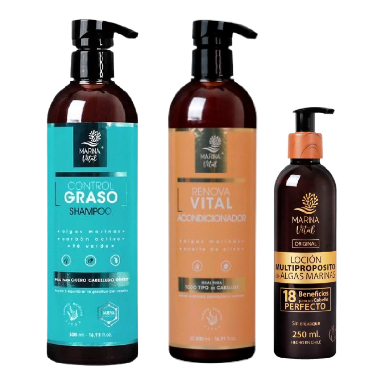 Shampoo Control Graso, Acondicionador Y Locion Multiproposito