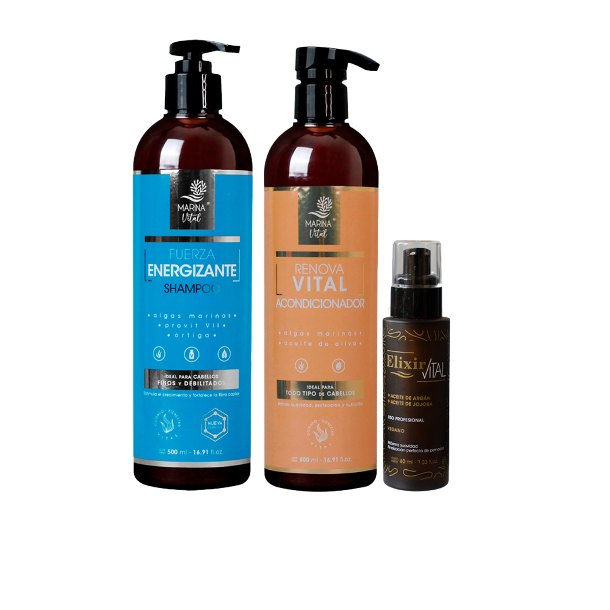 Shampoo Fuerza Energizante , Acondicionador y serum Elixir P