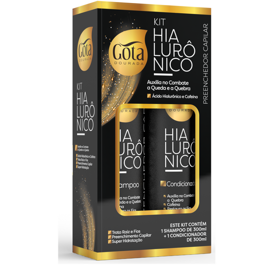 Kit Shampoo Y Acondicionador Hialurónico Gota Dorada 300 Ml C/U