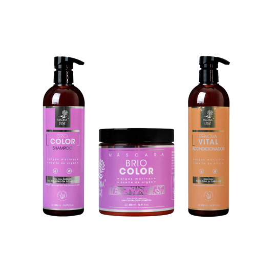 Shampoo-Máscara Briocolor-Acondicionador Marina Vital