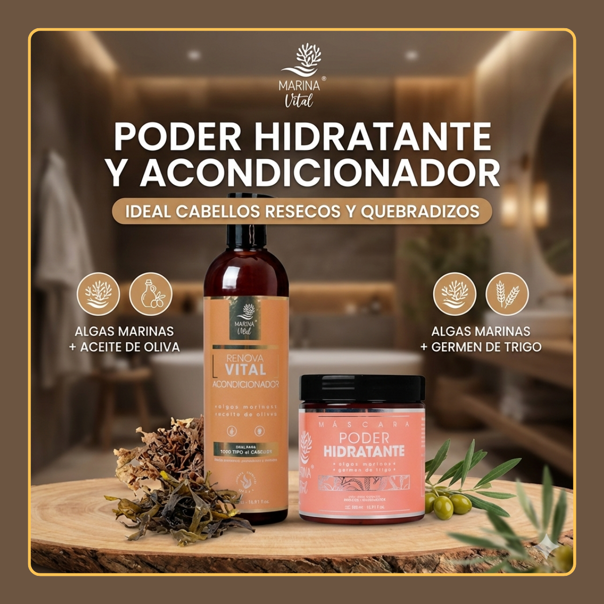 Mascara Poder Hidratante y Acondicionador Marina Vital