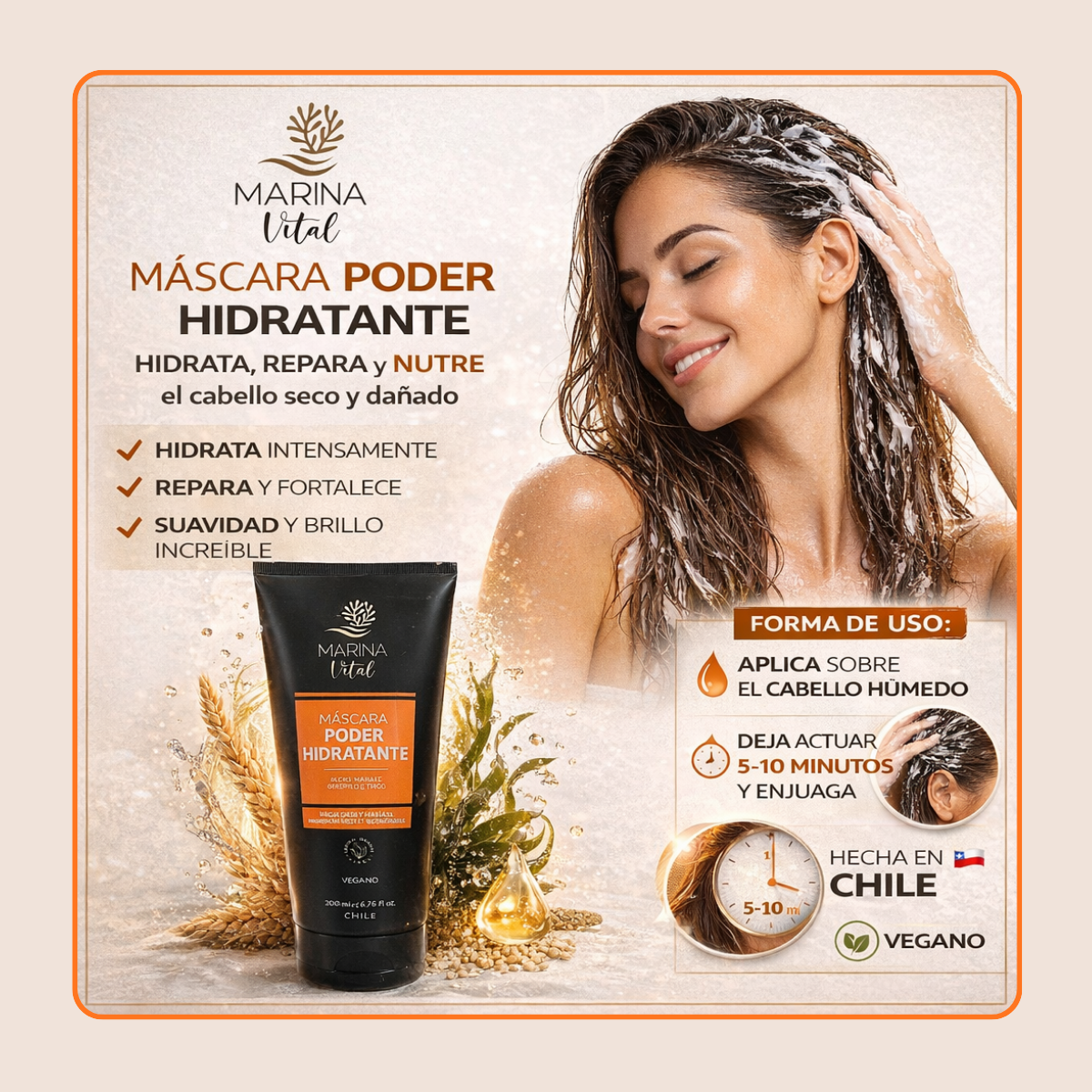 Mascara Poder Hidratante 200 ml Marina Vital