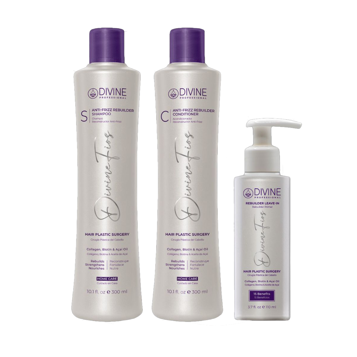PACK Shampoo + Acondicionador + Leave-In Divine Professional