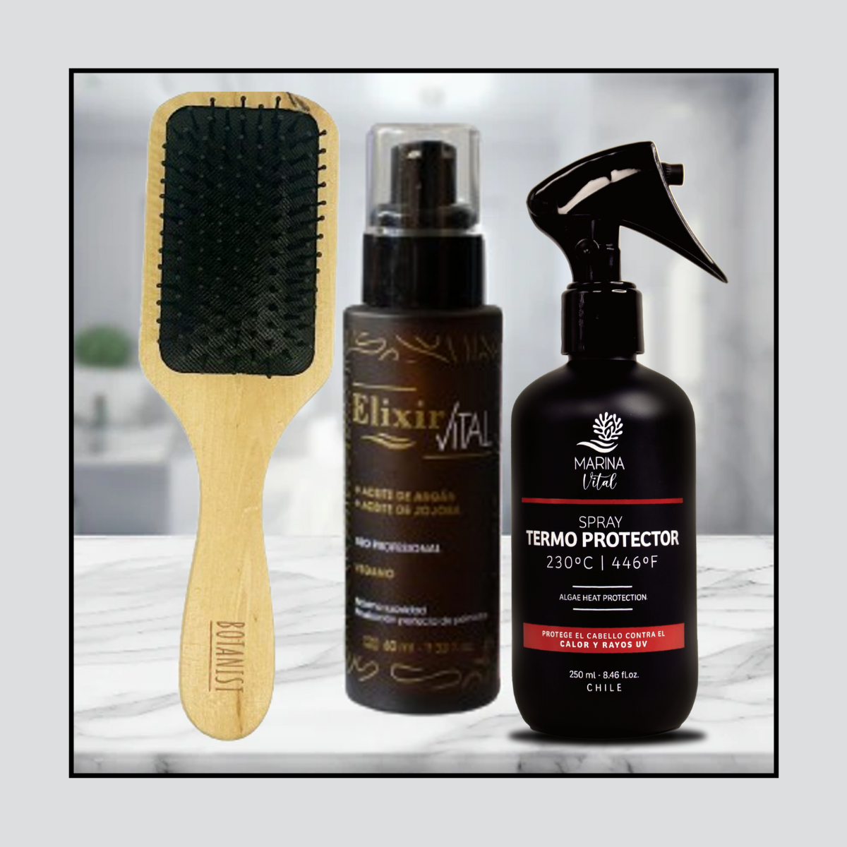 Marina Vital Termoprotector, Serum Elixir + Cepillo Bamboo